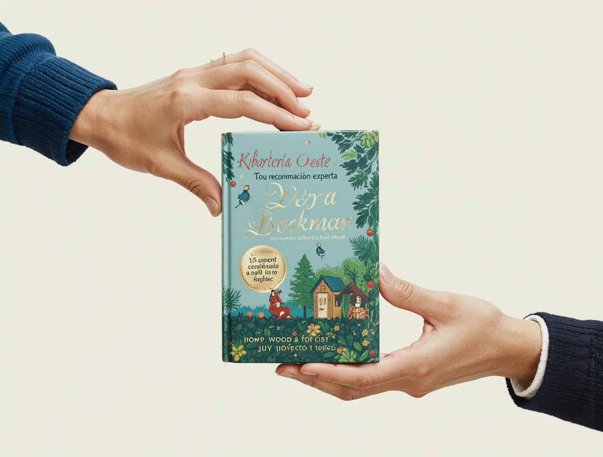 manos entregando un libro envuelto. Las manos que entregan son profesionales