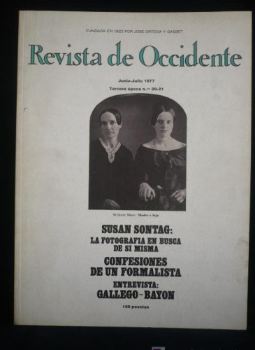 Portada del libro de REVISTA DE OCCIDENTE. TERCERA EPOCA. JUNIO JULIO 1977. nº 20-21. SUSAN SONTAG.