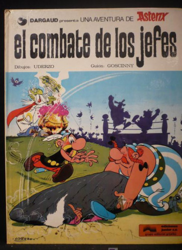 Portada del libro de ASTERIX. EL COMBATE DE LOS JEFES. EDICIONES JUNIOR. 1977