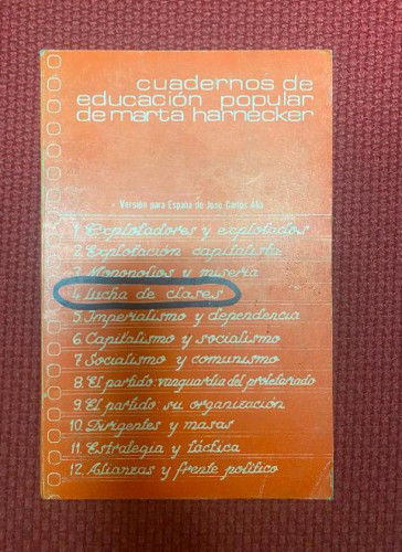 Portada del libro de CUADERNOS DE EDUCACIÓN POPULAR DE MARTA HARNECKER. Nº4 LUCHA DE CLASES. 1977, ED. LA TORRE.