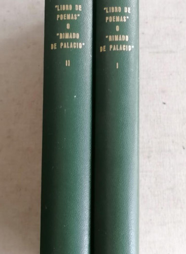 Portada del libro de Libro de Poemas o 'Rimado de palacio' (dos tomos). Pero López de Ayala. Ed.l Gredos. Madrid, 1978.