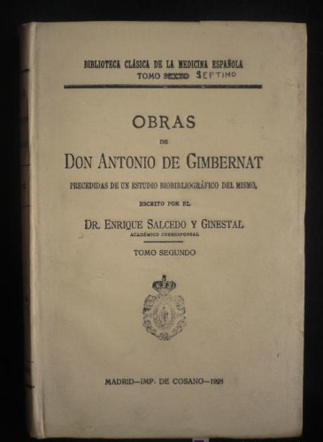 Portada del libro de OBRAS DE ANTONIO DE GIMBERNAT, TOMO II. 200 pag.