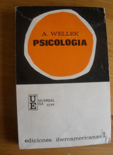 Portada del libro de PSICOLOGIA. A. WELLEK. ED. IBEROAMERICANAS. 1969 270 PAG