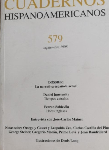 Portada del libro de Cuadernos hispanoamericanos. nº 579. Septiembre 1998