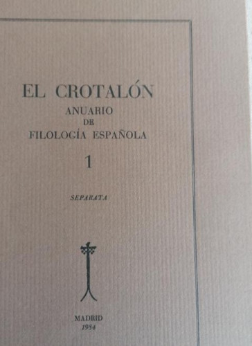 Portada del libro de El Crotalón, anuario de filología española, número 1: separata.-