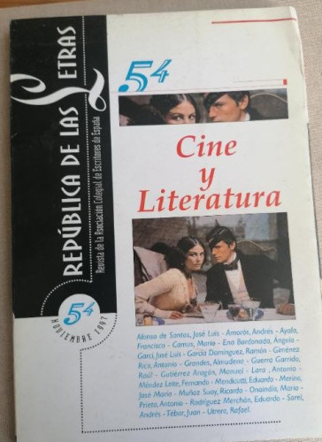 Portada del libro de Cine y literatura. REPUBLICA DE LAS LETRAS Nº 54 Noviembre 1997 176pp