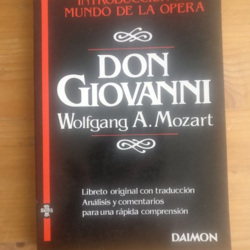 Portada del libro de Introducción al mundo de la Ópera. DAIMON. Don Giovanni. Mozart