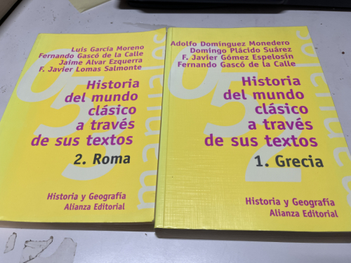 Portada del libro de 
Historia del mundo clásico a través de sus textos