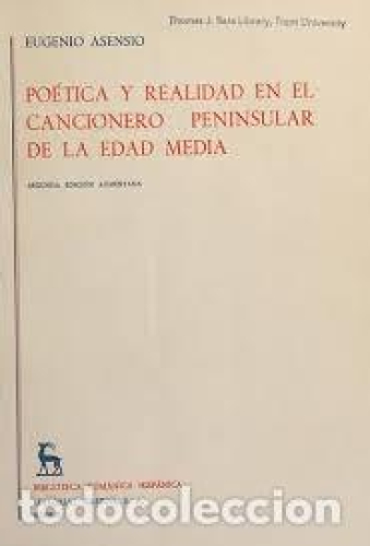 Portada del libro de poética y realidad en el cancionero peninsular de la Edad Media 
