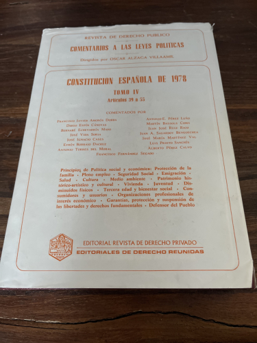 Portada del libro de CONSTITUCIÓN ESPAÑOLA DE 1978. TOMO IV- REVISTA DE DERECHO PUBLICO