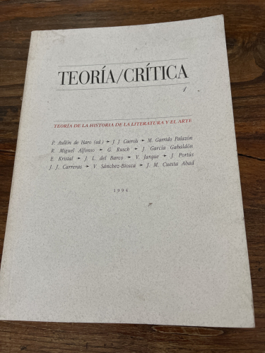 Portada del libro de TEORIA /CRITICA. TEORIA DE LA HISTORIA DE LA LITERATURA Y EL ARTE. 