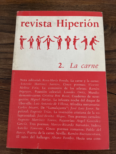 Portada del libro de Revista Hiperión 2. La carne 1978. Molina Foix Peri Rossi de Villena Trías Pombo