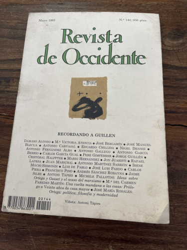 Portada del libro de REVISTA DE OCCIDENE Nº 144 MAYO 1993
