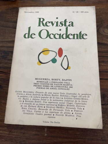 Portada del libro de REVISTA DE OCCIDENTE Nº 90 NOVIEMBRE 1988