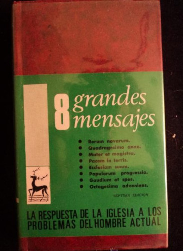 Portada del libro de 8 GRANDES MENSAJES. RESPUESTA IGLESIA PROBLEMAS MUNDO ACTUAL. BAC. 1974 535 PAG