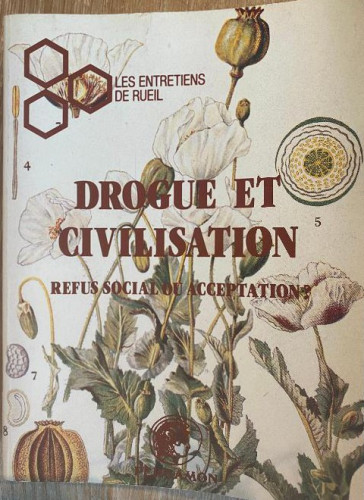 Portada del libro de DROGUE ET CIVILISATION, REFUS SOCIAL OU ACCEPTATION? GABRIEL NAHAS. 1982, PERGAMON PRESS.