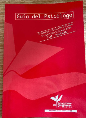 Portada del libro de GUÍA DEL PSICÓLOGO. NÚMERO 233. ENERO 2004. COLEGIO OFICIAL DE PSICÓLOGOS DE MADRID.