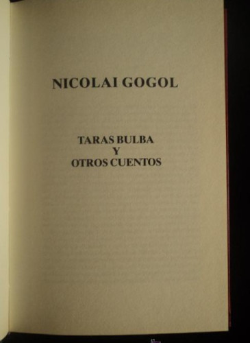 Portada del libro de TARAS BULBA Y OTROS CUENTOS. GOGOL CLUB INTERNACIONAL DEL LIBRO. 96 199 PAG