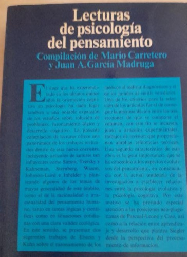 Portada del libro de Lecturas de psicología del pensamiento - Mario Carretero y Juan A. García Madruga