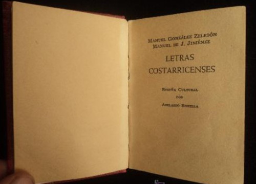 Portada del libro de COLECCION MINIATURA. LETRAS COSTARRICENSES. ZELEDON Y JIMENEZ. ED. CUMBRE. MEX. 1969 212 PAGUTRA.