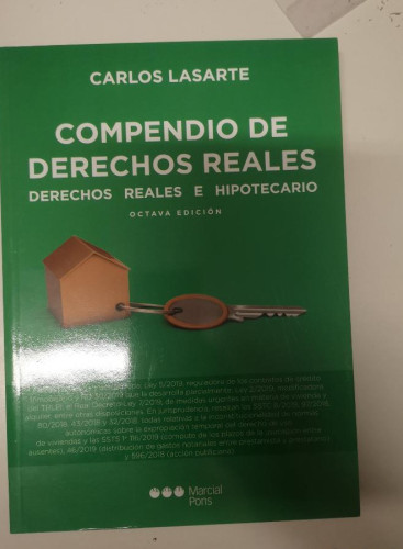 Portada del libro de Compendio de derechos reales. Carlos Lasarte Álvarez. Ed Marcial Pons
