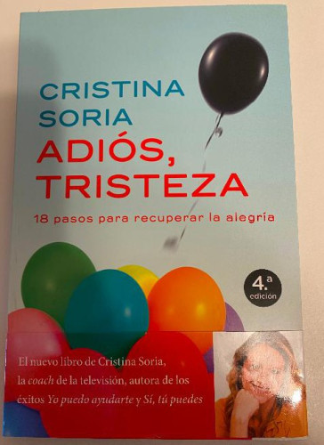 Portada del libro de ADIÓS, TRISTEZA. CRISTINA SORIA. ESPASA, 2017.