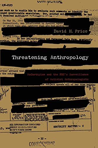 Portada del libro de Threatening Anthropology: McCarthyism and the FBI?s Surveillance of Activist Anthropologists