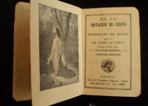 Portada del libro de DE LA IMITACION DE CRISTO. TOMAS DE KEMPIS. 3º ED. 1942 394 PAG. MINIATURA.