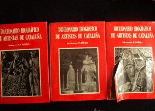 Portada del libro de DICCIONARIO BIOGRAFICO DE ARTISTAS DE CATALUÑA. RAFOLS FONTANALS.3 VOL. ED. MILLA. 1951-1954