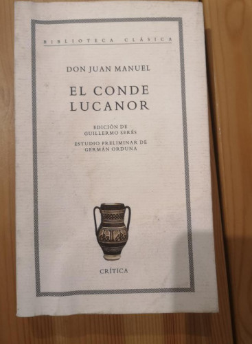 Portada del libro de EL CONDE LUCANOR- DON JUAN MANUEL-CRÍTICA