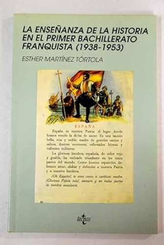 Portada del libro de La enseñanza de la historia en el primer bachillerato franquista, 1938-1953