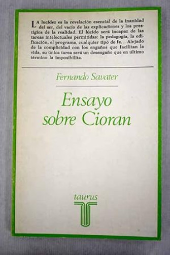 Portada del libro de Ensayo sobre Cioran