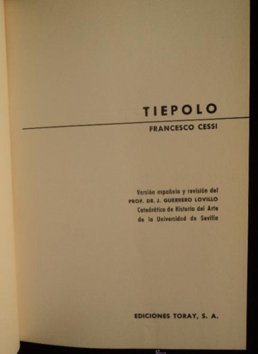 Portada del libro de TIEPOLO. LOS DIAMANTES DEL ARTE. ED. TORAY 1971 35 PAG MAS ILUSTRACIONES