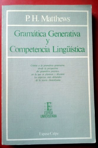 Portada del libro de Gramática generativa y competencia linguística