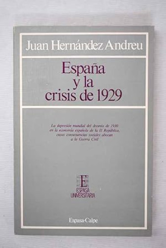 Portada del libro de España y la crísis de 1929