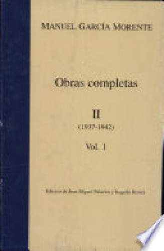 Portada del libro de OBRAS COMPLETAS MORENTE TOMO II, 1