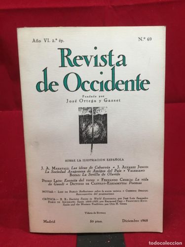 Portada del libro de Revista de Occidente. N.º 69. Año VI.