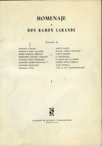 Portada del libro de Homenaje a don Ramón Carande II