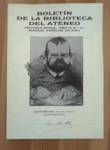 Portada del libro Boletín de la biblioteca del Ateneo, nº 11. Leopoldo Alas Clarín