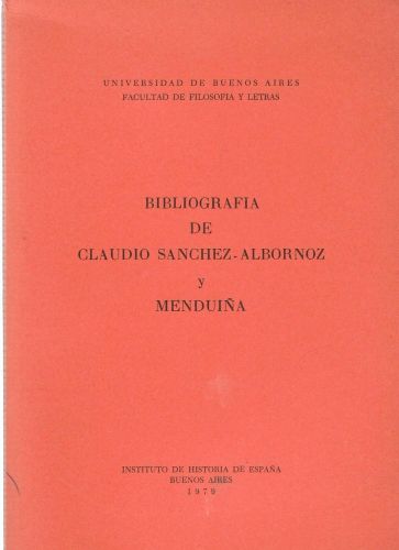 Portada del libro de Bibliografía de Claudio Sánchez-Albornoz y Menduiña