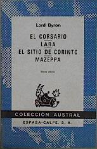 Portada del libro de El corsario ; Lara ; El sitio de Corinto ; Mazeppa