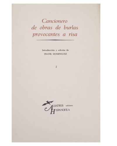 Portada del libro de Cancionero de obras de burlas provocantes a risa