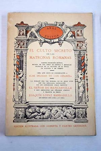 Portada del libro de El Culto secreto de las matronas romanas