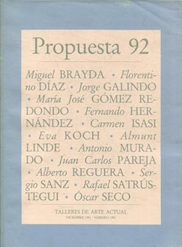 Portada del libro de Propuesta 92 (catálogo de exposición)