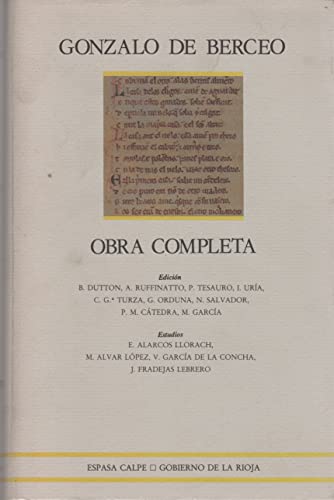 Portada del libro de Obra completa. Gonzalo de Berceo