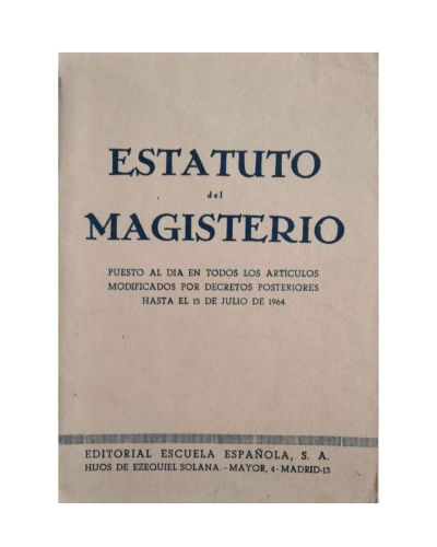 Portada del libro de Estatuto del Magisterio. 