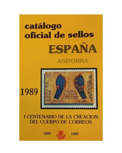 Portada del libro de Catálogo oficial de sellos. España, Andorra, 1989. Correos. 
