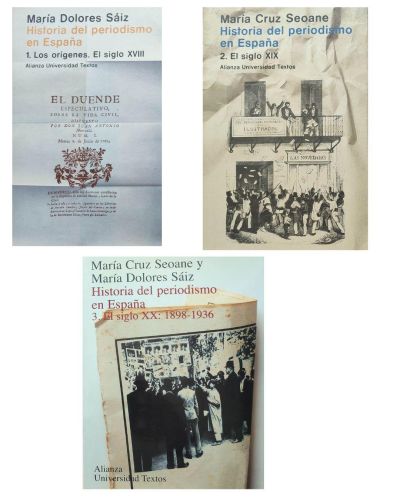 Portada del libro de HISTORIA DEL PERIODISMO EN ESPAÑA. TRES TOMOS.