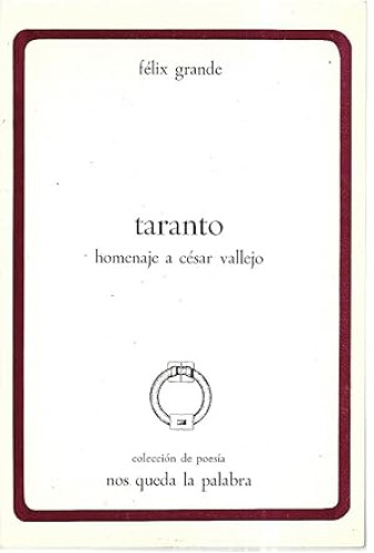 Portada del libro de Taranto. (Homenaje a César Vallejo)