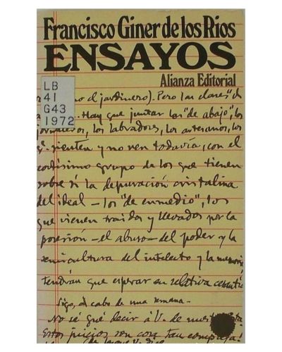 Portada del libro de Francisco Giner de los Ríos Ensayos